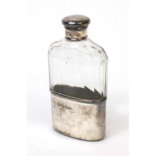 755 - Victorian silver and cut glass hip flask, F.P London 1881, 12cm high, approximate weight 222.5g