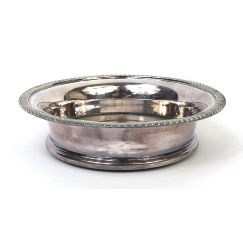 797 - Asprey silver plated and oak wine coaster with inset silver centre, hallmarked Sheffield 1963, 20cm ... 