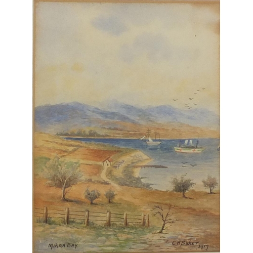 990 - C H Sucker - Three water colour views titled Olympus, Salonica and Mikra Bay, each mounted and gilt ... 