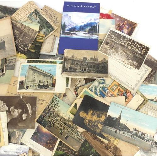 223 - Extensive collection of postcards including real photographic examples, some topographical and Milit... 