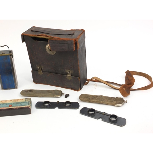 201 - Verascope stereoscope camera with Verascope magazine, supplementary Verascope lenses and leather cas... 