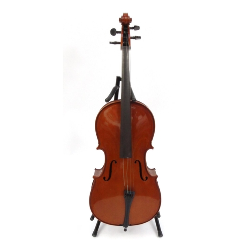 350 - Three quarter size cello with 27.5inch two piece back and the stentor music co ltd. label to the ins... 