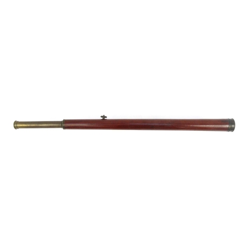 390 - Victorian Job Rider of Belfast mahogany and brass telescope, 107cm long