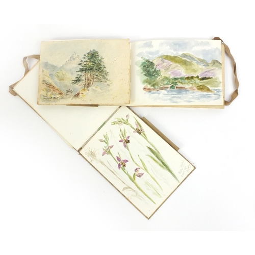 999 - Two artists sketch books containing watercolours of landscape scenes and still life