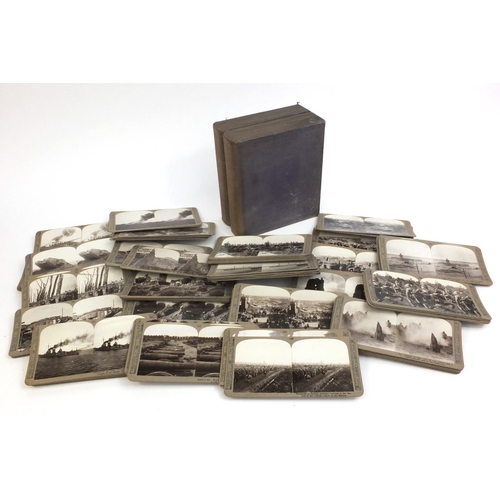 215 - ** DESCRIPTION AMENEDED 15/9 ** The Great War Set of 100 Military interest stereoscopic view cards i... 