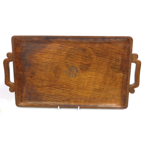 232 - Carved wooden tray with dragon crest and twin handles presented to Lieutenant General Sir John and L... 
