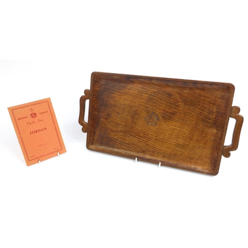 232 - Carved wooden tray with dragon crest and twin handles presented to Lieutenant General Sir John and L... 