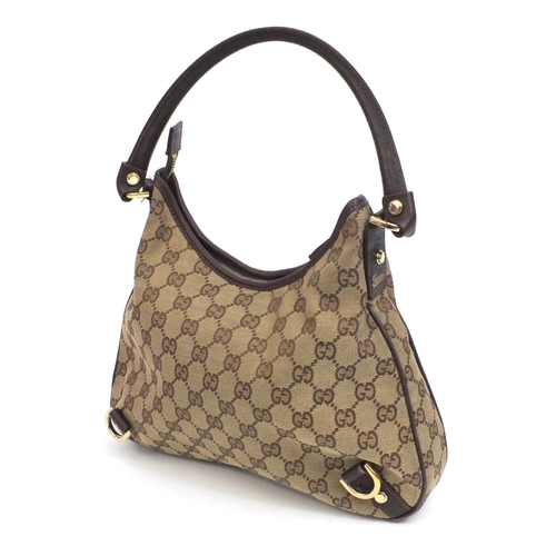 192 - Gucci GG monogram Abbbey hobo brown shoulder bag, label to the interior, 26cm high excluding the str... 