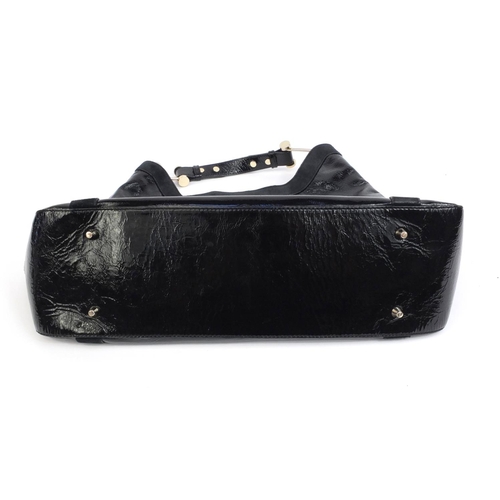 196 - Anya Hindmarch black patent naplak jourdan leather shoulder bag, stamped to the interior, 33cm high ... 