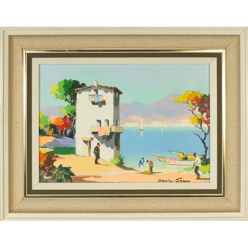 928 - D'Oyly John - Oil onto canvas titled 'Along the Spainish Coast, Benidorm Spain', contemporary framed... 