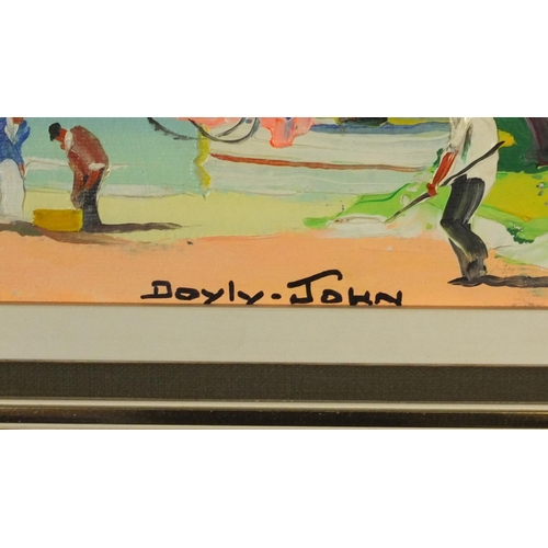 928 - D'Oyly John - Oil onto canvas titled 'Along the Spainish Coast, Benidorm Spain', contemporary framed... 