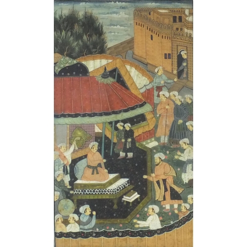 337 - *Amended description* Two Middle Eastern Mughal  / Persian style paintings of figures kneeling and c... 