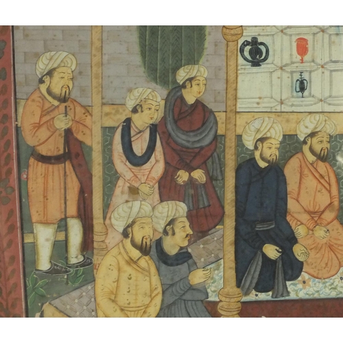 337 - *Amended description* Two Middle Eastern Mughal  / Persian style paintings of figures kneeling and c... 