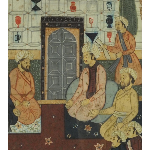 337 - *Amended description* Two Middle Eastern Mughal  / Persian style paintings of figures kneeling and c... 