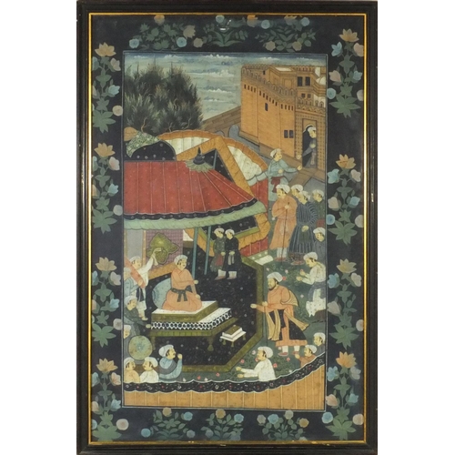 337 - *Amended description* Two Middle Eastern Mughal  / Persian style paintings of figures kneeling and c... 