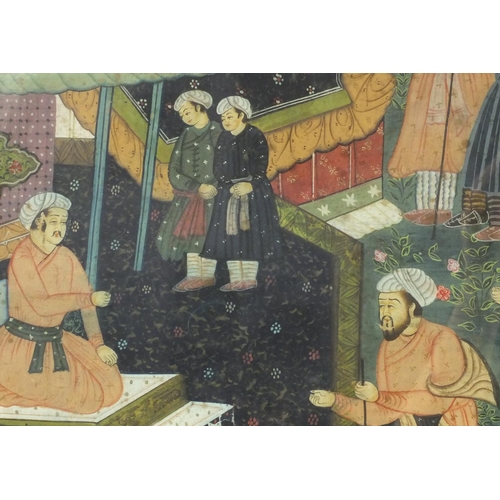 337 - *Amended description* Two Middle Eastern Mughal  / Persian style paintings of figures kneeling and c... 