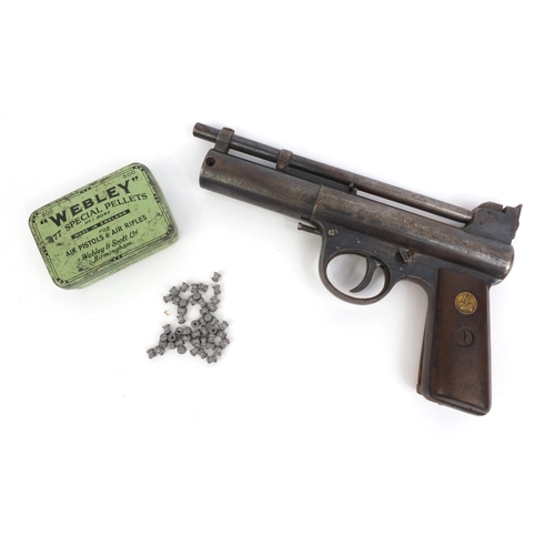 402 - Webley Scott Mark I .177 calibre air pistol with wooden grip, No.30447, together with Webley 77 Spec... 