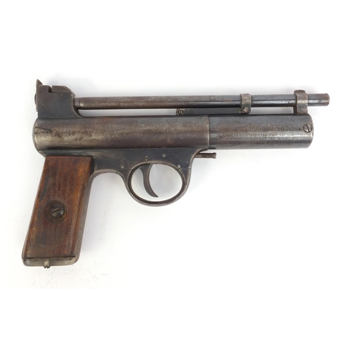 402 - Webley Scott Mark I .177 calibre air pistol with wooden grip, No.30447, together with Webley 77 Spec... 