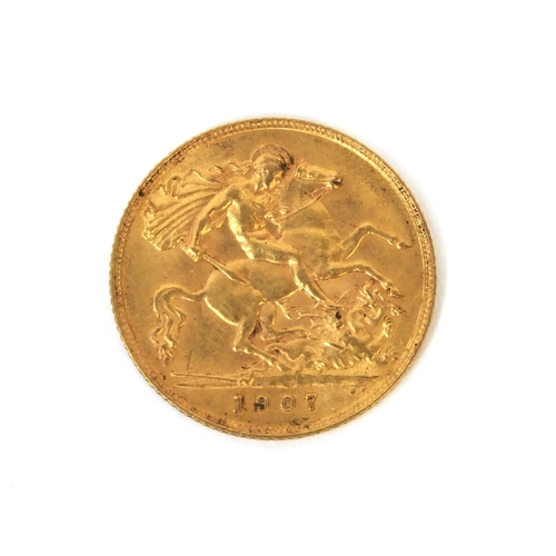 276 - Edward VII 1907 gold half sovereign, approximate weight 4.0g