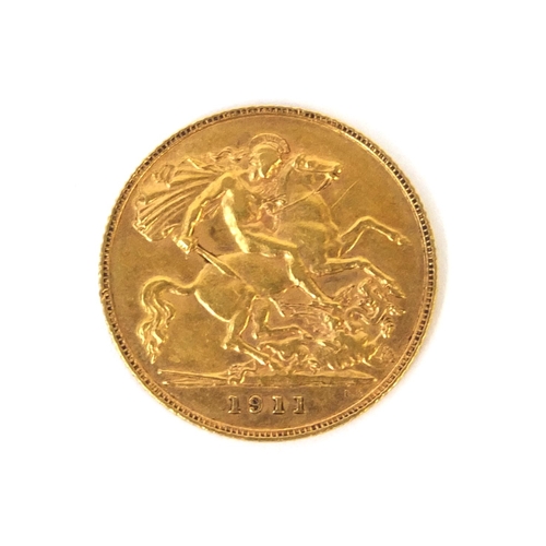 278 - George V 1911 gold half sovereign, approximate weight 4.0g