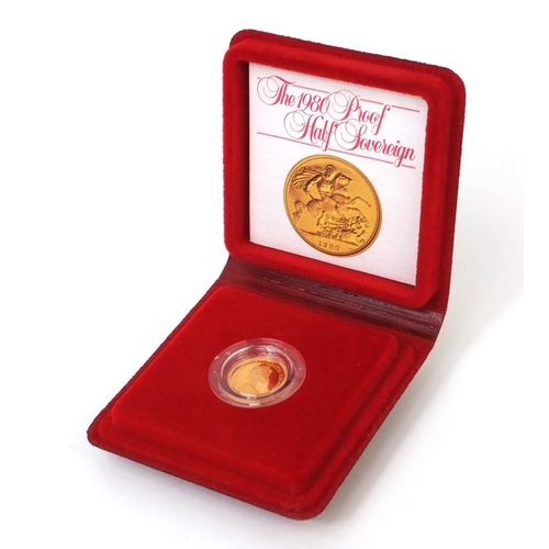 279 - Elizabeth II 1980 gold proof half sovereign, approximate weight 4.0g