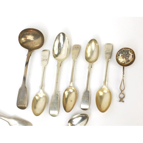 794 - Georgian and later silver flatware including forks, spoons and a sifting spoon, various hallmarks, t... 