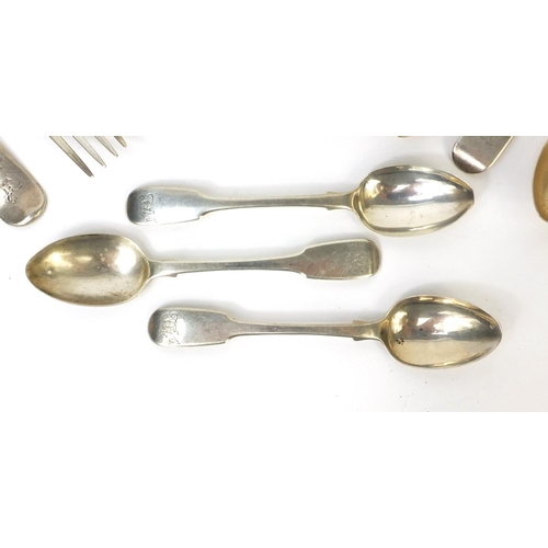 794 - Georgian and later silver flatware including forks, spoons and a sifting spoon, various hallmarks, t... 