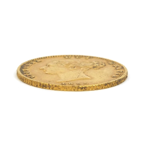 273 - Queen Victoria 1855 gold shield backed half sovereign, approximate weight 4.0g