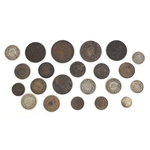 287 - Group of Georgian and Victorian silver and copper British coinage including one shilling's - 1826, 1... 