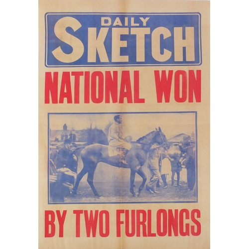 249 - Group of fourteen vintage newspaper billboard posters, all sport related including horse racing, foo... 
