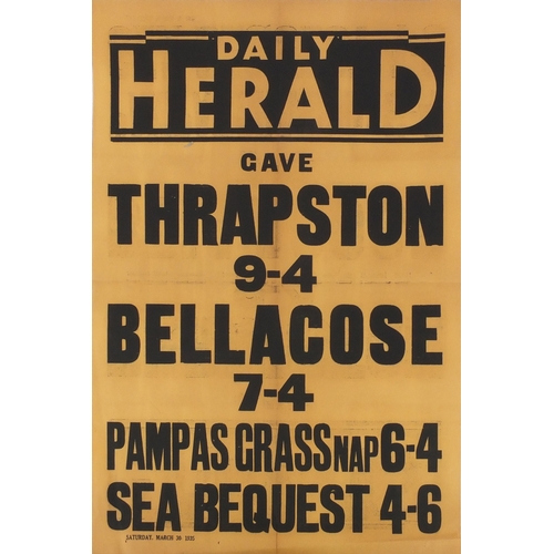 249 - Group of fourteen vintage newspaper billboard posters, all sport related including horse racing, foo... 