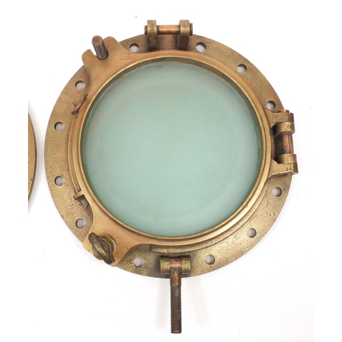 189 - Pair of shipping interest John Robie phosphor bronze portholes both with impressed numbers, each 45c... 