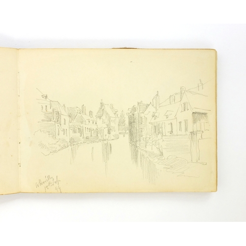 998 - Francis P Bough - Artist sketch album containing pencil sketches and watercolours of land marks and ... 