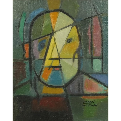 2251 - Morris Weidman - Two oil onto board studies of abstract  faces, both mounted and  contemporary frame... 