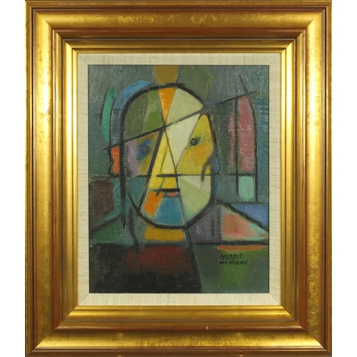 2251 - Morris Weidman - Two oil onto board studies of abstract  faces, both mounted and  contemporary frame... 