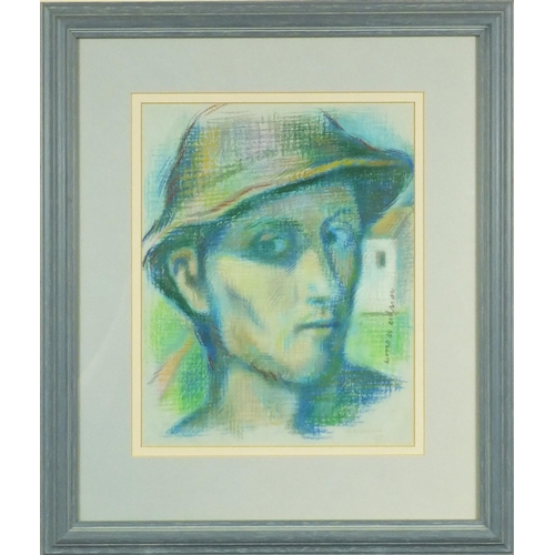 2218 - Morris Weidman - Two pastel studies of men, one wearing a hat, both mounted and contemporary framed,... 