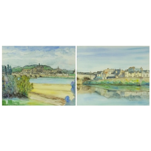 2299 - A Pettit - Two watercolour studies one titled 'Ambrose from the North Bank of the Loire', both mount... 