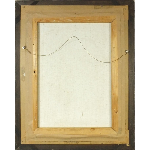 2091 - Oil onto canvas abstract composition of geometric shapes, bearing a signature Wyndam Lewis, framed, ... 