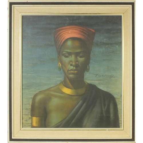 2090 - Vintage ink signed Tretchikoff print of a Middle Eastern lady, contemporary framed, 52cm x 48cm excl... 