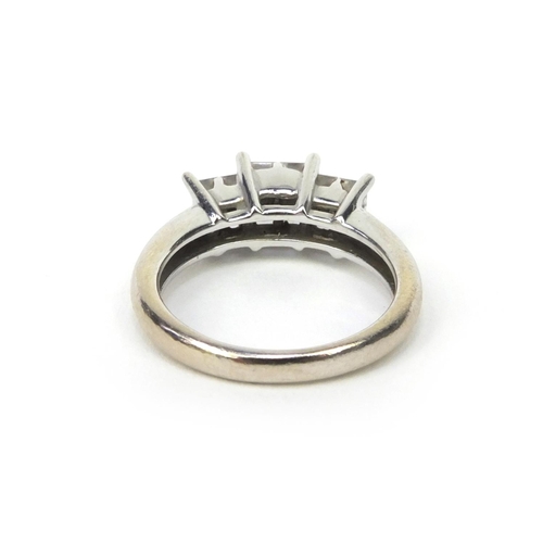 833 - 18ct white gold princess cut diamond ring, the band stamp 1.0, size N, approximate weight 6.0g