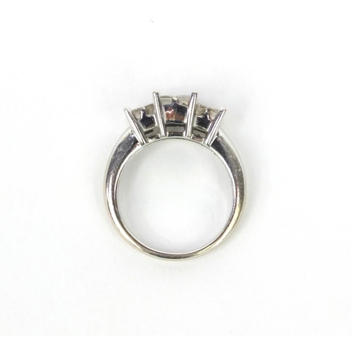 833 - 18ct white gold princess cut diamond ring, the band stamp 1.0, size N, approximate weight 6.0g