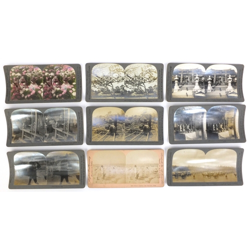 214 - Extensive collection of stereoscopic view cards including Palestine, Mexican and Japanese examples, ... 