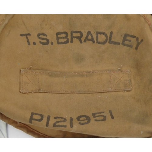 388 - British Military interest clothing and accessories relating to T.S.BRADLEY P121951 including canvas ... 