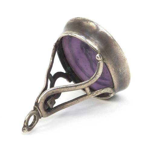 830 - ** DESCRIPTION AMENDED 9/9** Georgian unmarked silver Intaglio seal the amethyst coloured seal incis... 