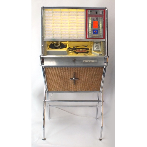 2070 - 1965 Rock-ola model 430 Stereo jukebox, serial no 287691 with chrome stand, 157cm high