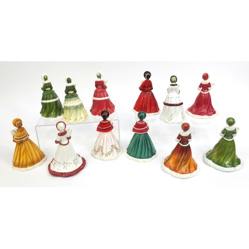 2133 - Set of twelve Royal Doulton figures - The twelve Days of Christmas, comprising HN5173, HN5168, HN541... 