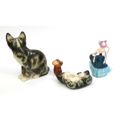 2139A - Collectable china comprising two Winstanley cats, Goebel figure of a dancing lady and a Beswick Beat... 