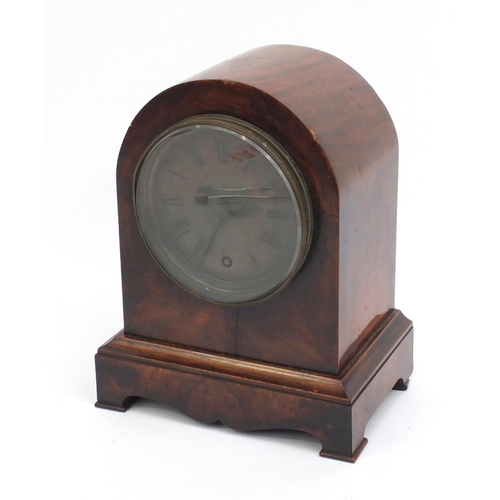 2329 - Walnut mantle clock with bevelled glass and pendulum, the movement marked W & H Sch, 28cm high