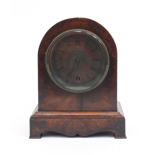 2329 - Walnut mantle clock with bevelled glass and pendulum, the movement marked W & H Sch, 28cm high