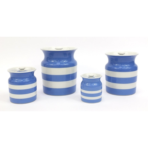 2166 - Four T.G.Green storage jars including sugar, flour and tea, each with factory marks to the base, the... 